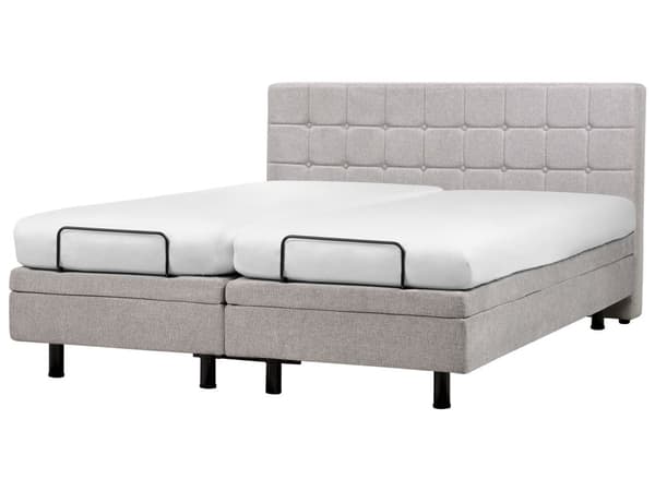 Elevationsseng Lysegrå Polstret 180 x 200 cm Bedste Dobbeltseng med Madras Elevation Elektrisk Justerbar Quiltet Tuftet Sengegavl Soveværelse