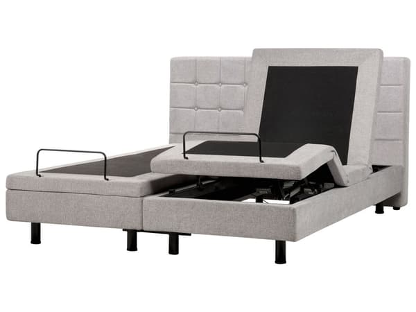 Elevationsseng Lysegrå Polstret 180 x 200 cm Bedste Dobbeltseng med Madras Elevation Elektrisk Justerbar Quiltet Tuftet Sengegavl Soveværelse