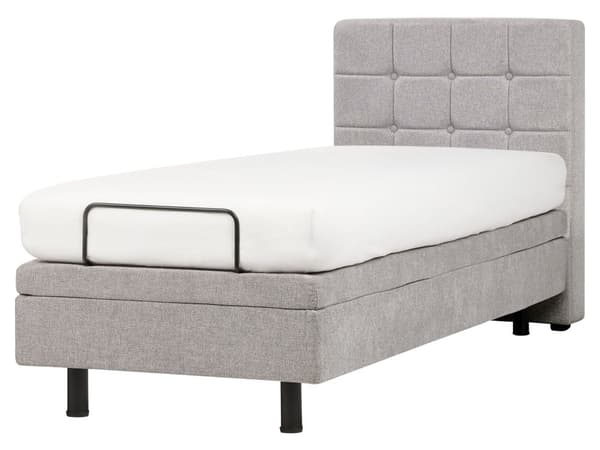 Elevationsseng Lysegrå Polstret 80 x 200 cm Bedste Enkelt Børneseng med Madras Elevation Elektrisk Justerbar Quiltet Sengegavl Soveværelse