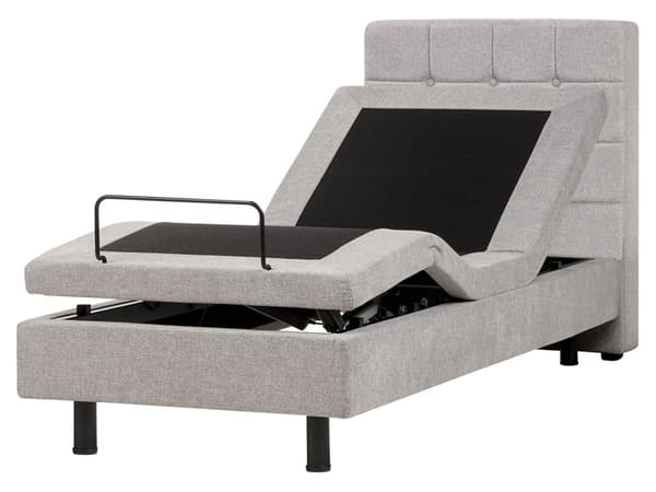 Elevationsseng Lysegrå Polstret 80 x 200 cm Bedste Enkelt Børneseng med Madras Elevation Elektrisk Justerbar Quiltet Sengegavl Soveværelse