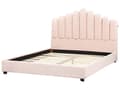 Miniatyrbillede 4 af 11: Seng Lyserød Velour 160 x 200 cm Moderne To Mands Blød Sengegavl Dobbeltseng Sengeramme Moderne Design Stofseng