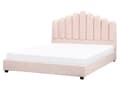 Miniatyrbillede 1 af 11: Seng Lyserød Velour 160 x 200 cm Moderne To Mands Blød Sengegavl Dobbeltseng Sengeramme Moderne Design Stofseng