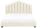 Miniatyrbillede 5 af 11: Seng Off White Velour 160 x 200 cm Moderne To Mands Blød Sengegavl Dobbeltseng Sengeramme Moderne Design Stofseng