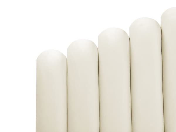 Seng Off White Velour 160 x 200 cm Moderne To Mands Blød Sengegavl Dobbeltseng Sengeramme Moderne Design Stofseng