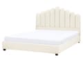 Miniatyrbillede 1 af 11: Seng Off White Velour 160 x 200 cm Moderne To Mands Blød Sengegavl Dobbeltseng Sengeramme Moderne Design Stofseng