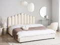 Miniatyrbillede 2 af 11: Vandseng Off White Velour 180 x 200 cm Dekorativ Moderne To Mands Blød Sengegavl Dobbeltseng Sengeramme Vandmadras Design Stofseng
