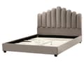 Miniatyrbillede 4 af 11: Seng Taupe Velour 160 x 200 cm Moderne To Mands Blød Sengegavl Dobbeltseng Sengeramme Moderne Design Stofseng