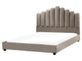 Miniatyrbillede 1 af 11: Vandseng Taupe Velour 160 x 200 cm Dekorativ Moderne To Mands Blød Sengegavl Dobbeltseng Sengeramme Vandmadras Design Stofseng