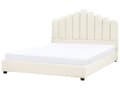 Miniatyrbillede 1 af 11: Seng Off White Velour 180 x 200 cm Moderne To Mands Blød Sengegavl Dobbeltseng Sengeramme Moderne Design Stofseng