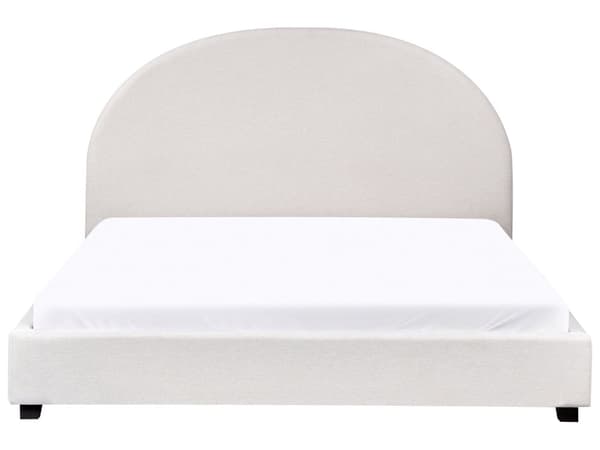 Seng Off White Polyester 160 x 200 cm Moderne To Mands Blød Sengegavl Dobbeltseng Sengeramme Blød Design Stofseng