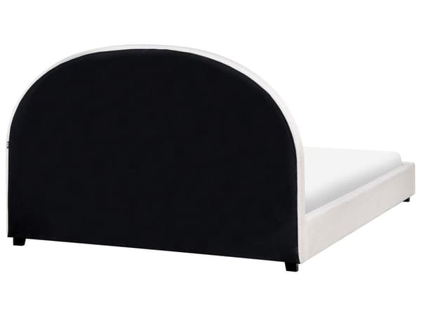 Seng Off White Polyester 160 x 200 cm Moderne To Mands Blød Sengegavl Dobbeltseng Sengeramme Blød Design Stofseng