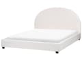 Miniatyrbillede 1 af 11: Seng Off White Polyester 160 x 200 cm Moderne To Mands Blød Sengegavl Dobbeltseng Sengeramme Blød Design Stofseng
