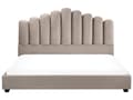 Miniatyrbillede 5 af 11: Seng Taupe Velour 180 x 200 cm Moderne To Mands Blød Sengegavl Dobbeltseng Sengeramme Moderne Design Stofseng
