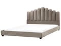 Miniatyrbillede 1 af 11: Seng Taupe Velour 180 x 200 cm Moderne To Mands Blød Sengegavl Dobbeltseng Sengeramme Moderne Design Stofseng