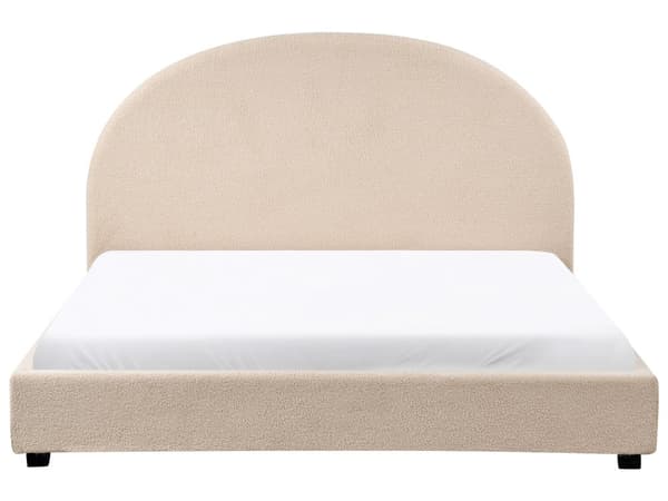 Seng Beige Boucle 160 x 200 cm Moderne To Mands Blød Sengegavl Dobbeltseng Sengeramme Plys Design Stofseng