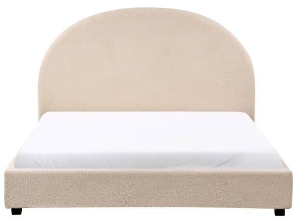 Seng Beige Boucle 140 x 200 cm Moderne Trekvart Seng Blød Sengegavl Halvandenmands 3 kvart Seng Plys Design Soveværelse