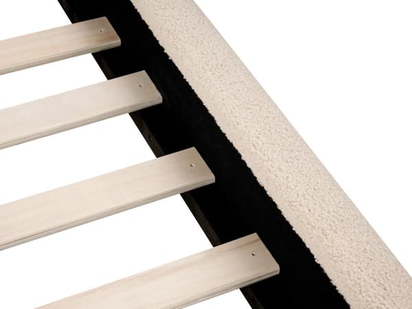 Seng Beige Boucle 140 x 200 cm Moderne Trekvart Seng Blød Sengegavl Halvandenmands 3 kvart Seng Plys Design Soveværelse