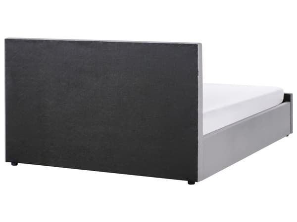 Seng med oppbevaring Lysegrå Polyesterstoff 180 x 200 cm Sengegavl Dekorative krystaller Glamorøs stil Soverom Sengeramme