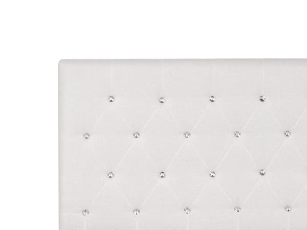 Seng med oppbevaring Beige Polyesterstoff 160 x 200 cm Sengegavl Dekorative krystaller Glamorøs stil Soverom Sengeramme