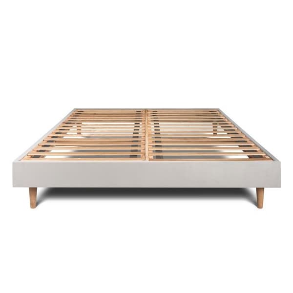 Sommier Kit Velour Ljusgrå - Blyertssömn - 200x200 - 2x16 ribbor - Träben koner 15 cm