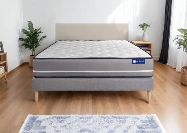 Sängset Madrass Sängbotten 135x200 cm - Actiflex Pur - Sängbotten Kit Grå