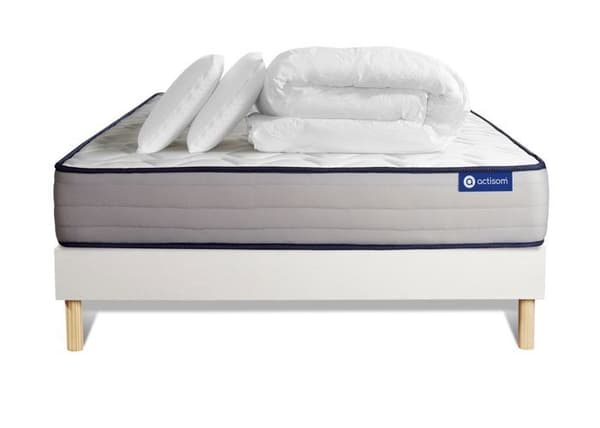 160x200 Actilatex Form latex- och memoryskummadrassset - 22 cm - Fast - Vit setbotten + 2 kuddar + täcke