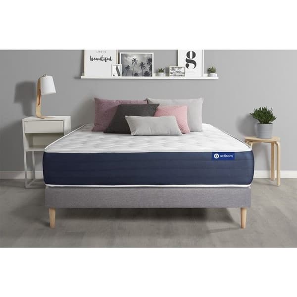 Ensemble sänggavel madrass 140x190 Actimemo sleep - 22 cm - Balanserad - sänggavel kit grå