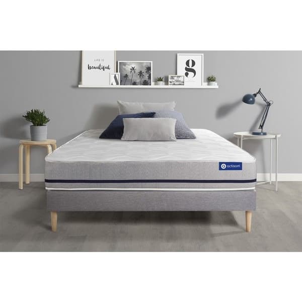 Ensemble sängbotten madrass 160x200 Actimemo soft - 20 cm - Medelhård - sängbotten kit grå