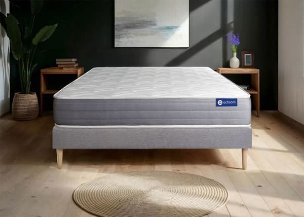 Ensemble madrass ACTILATEX DREAM Latex och minnesskum 80x200 cm 5 komfortzoner + sängbotten KIT 80 x 200 cm Grå