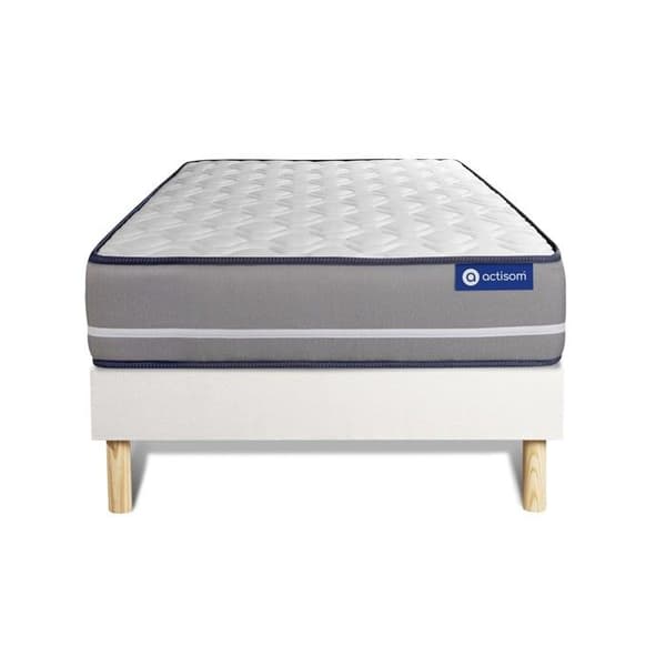 Set med Latex- och minnesskum madrass ACTILATEX PUR 80x200cm 3 komfortzoner + sängram KIT bla 80 x 200 cm Vit