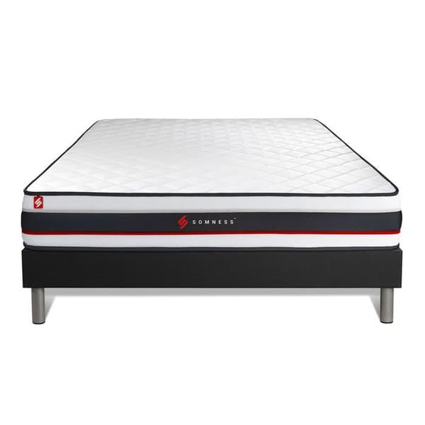 Ensemble madrass + sängbotten - SOMNESS - FORM - Mycket fast - 140 x 190 cm - Svart