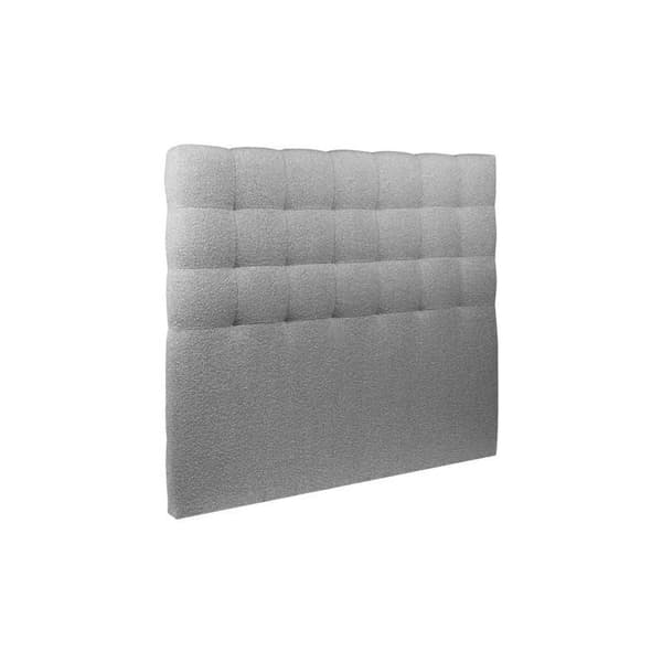 Säng 140x200cm med tuftad huvudgavel i bouclé och sängram kit Grå - Totalhöjd: 29cm