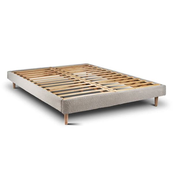 Säng 135x190cm med tuftad huvudgavel och sängbotten kit Beige - Total höjd: 29cm