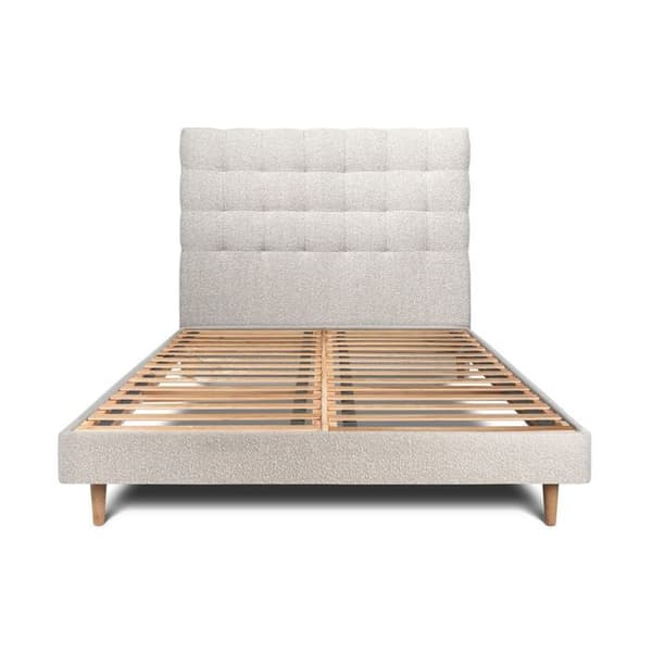 Säng 135x190cm med tuftad huvudgavel och sängbotten kit Beige - Total höjd: 29cm