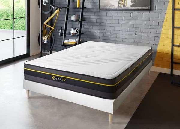 Sängset ACTIVE + sängram vit 140 x 190 cm - Fast - Högelastisk skum - Omslutande komfort