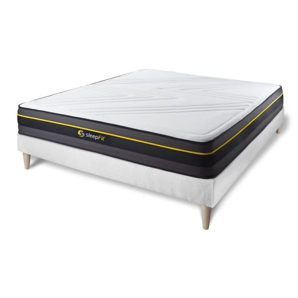 Sängset ACTIVE + sängram vit 140 x 190 cm - Fast - Högelastisk skum - Omslutande komfort