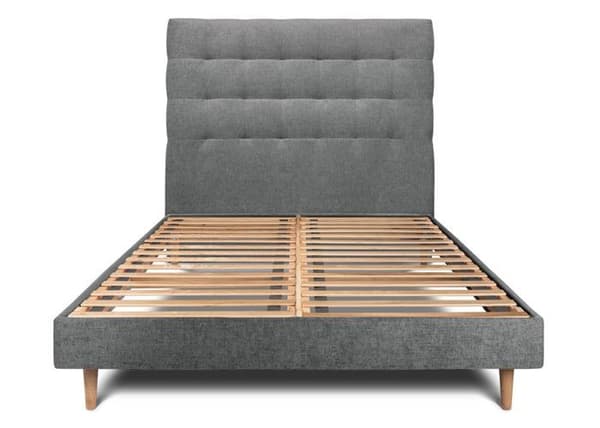 Säng 140x200cm med klädd, stoppad huvudgavel och sängbotten kit antracit - Total höjd: 29cm