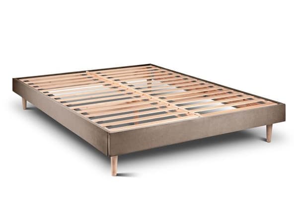 Lit 160x200cm tapissier velours och sängbotten kit taupe - Massivt trä - Nutida