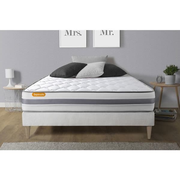 Memo resårmadrass 140x200 och boxresårset Pocketfjädrar och memoryskum - 22 cm - Fast - vit boxresårset