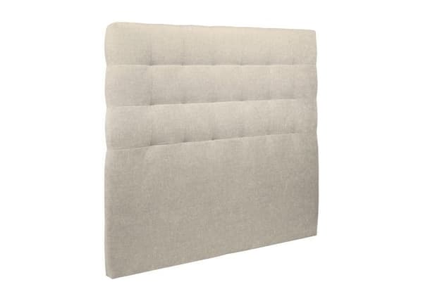 Säng 140x190cm - Ljusbeige - Polsterad huvudgavel - Sängbotten kit - Massiv trästruktur - Lätt montering