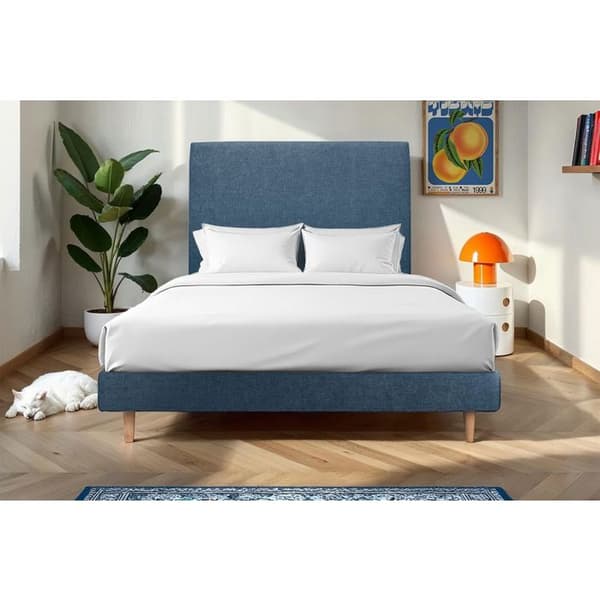 Lit tapissier med tyg och sängbotten kit Blå - Massivt trä - Modern Skandinavisk Stil - 150x200cm