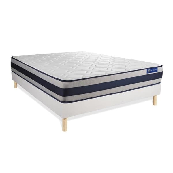 Sängpaket madrass 140x200 Actiflex ergo Fickfjädrar och minnesskum - 24 cm - Fast - sängram kit Vit