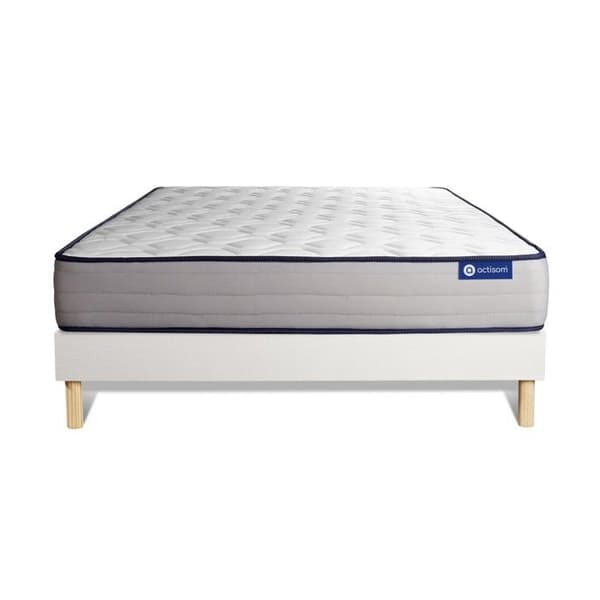 Ensemble säng och madrass 160x200 Actiflex med påsar och minnesskum - 22 cm - Fast - vit sängram