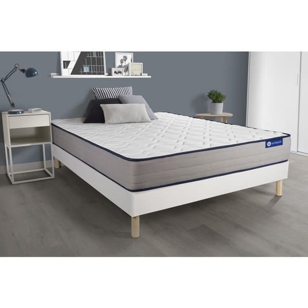 Ensemble säng och madrass 160x200 Actiflex med påsar och minnesskum - 22 cm - Fast - vit sängram