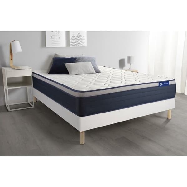 Sängram och madrass 200x200 Actilatex max Lateks och minnesskum - 26 cm - Fast - sängram kit Vit