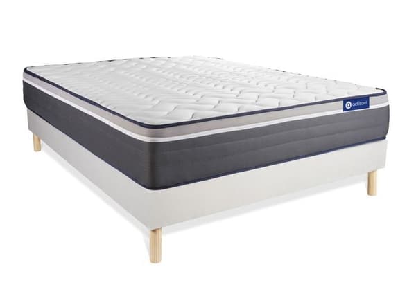 Ensemble sängbotten madrass 160x200 Actilatex plus Latex och minnesskum - 26 cm - Mycket fast - sängbotten kit Vit