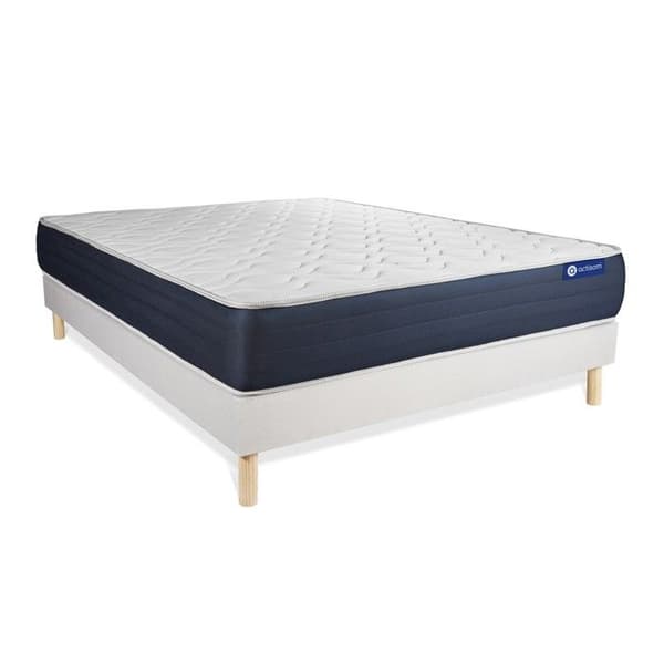 Sängram och madrass 160x200 Actilatex sleep Latex och minnesskum - 22 cm - Balanserad - sängram kit Vit