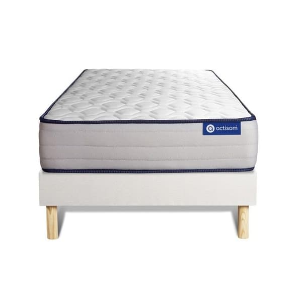 Ensemble sänggavel madrass 90x190 Actilatex i latex och minnesskum - 22 cm - Fast - vit sänggavel kit