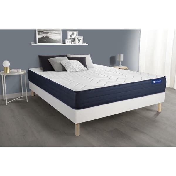 Sängram och madrass 200x200 Actiflex liv Insatsfjädrar och minnesskum - 22 cm - Mycket fast - sängram kit Vit