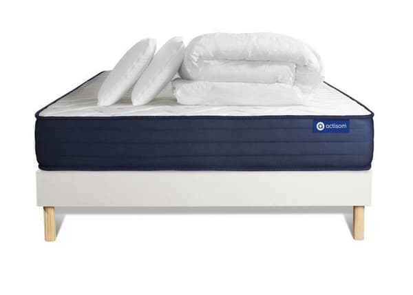 140x200 Actilatex life latex- och memoryskummadrassbotten - 22 cm - Mycket fast - Vit setbotten + 2 kuddar + kuddar